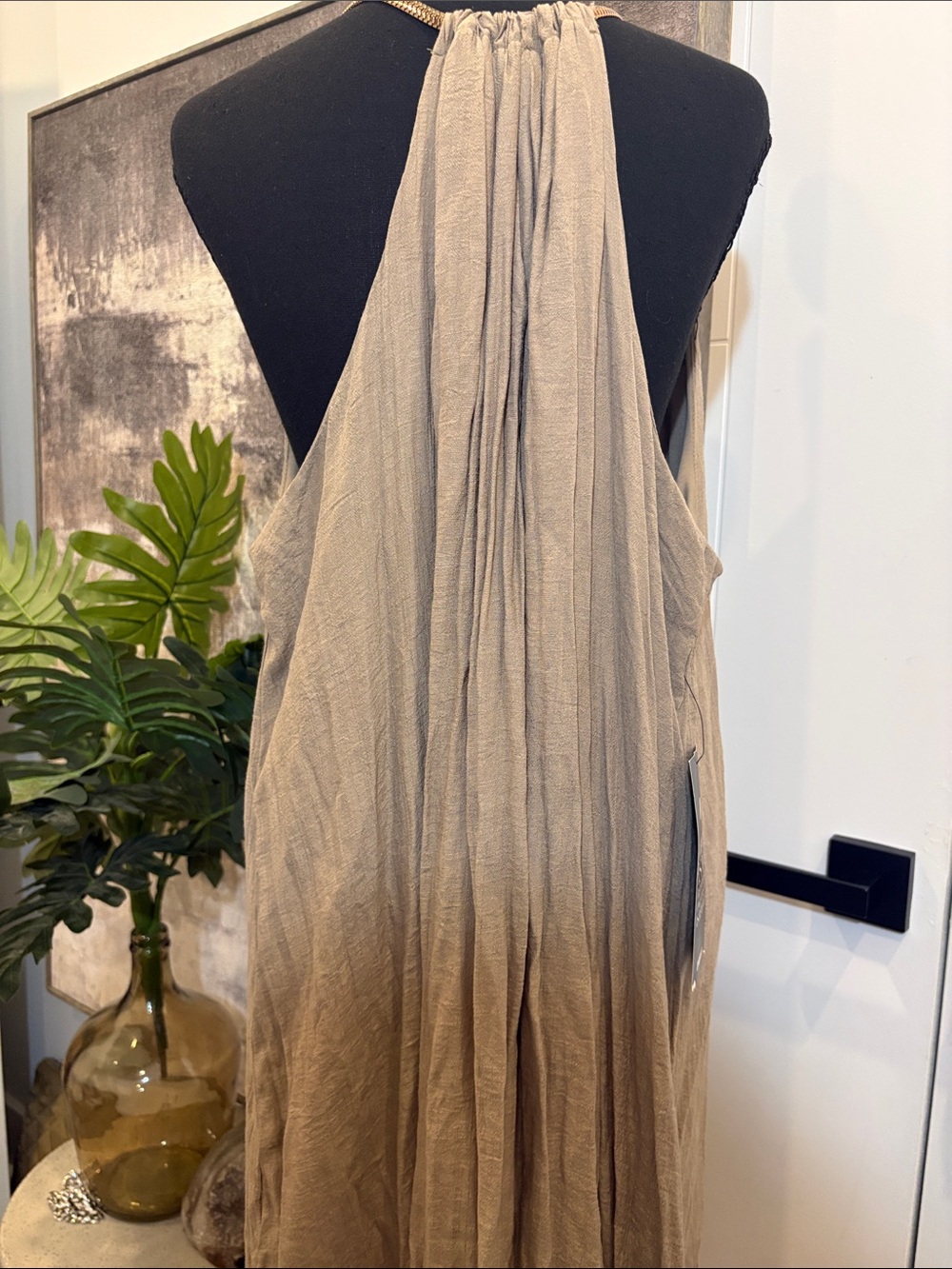 Avenue Beige Halter Ruffle-Hem Maxi Dress - Picture 4 of 7